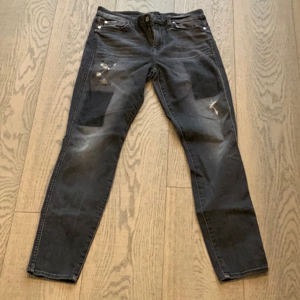 7 For All Mankind Distressed Black Jeans